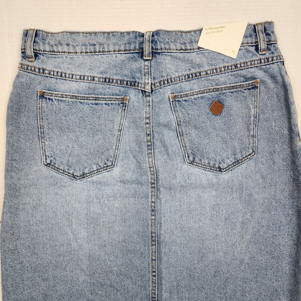 Jean Skirt Abrand Denim Maxi Denim Skirt Sylvie Light Wash Blue Slit size 29 - Picture 13 of 14